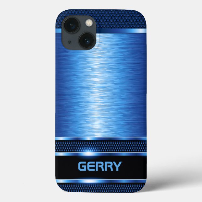 Modern metallisk, blå geodetisk designresagg-tagg (Baksida)