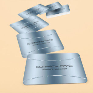 Modern Metallisk, blå, rostfritt stål, utseende 2 Visitkort