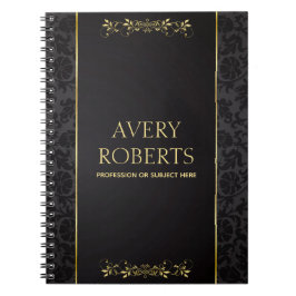 Modern Metallisk Elegant blommigt svart guld Anteckningsbok
