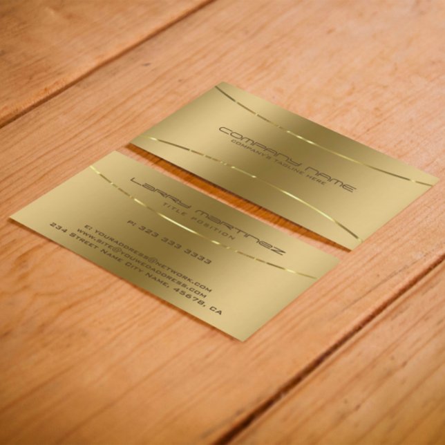 Modern Metallisk Faux Guld Stainless Steel-utseend Visitkort (Skapare uppladdad)