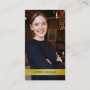 Modern metallisk foto med minimal Elegant i Guld Visitkort