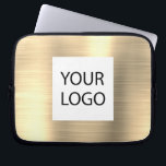 Modern metallisk Guld-Anpassningsbar Logotyp - Frä Laptop Fodral<br><div class="desc">Modern Silver Faux Metallic Stainless Guld Elegant Anpassningsbar Logotyp  Marknadsför bärbara datorer eller Sleeve Marknadsföringsreklam för Fodral. Det här fodral kan anpassas så att det omfattar företagets eller företagets logotyp.</div>