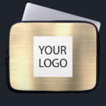 Modern metallisk Guld-Anpassningsbar Logotyp - Frä Laptop Fodral<br><div class="desc">Modern Silver Faux Metallic Stainless Guld Elegant Anpassningsbar Logotyp  Marknadsför bärbara datorer eller Sleeve Marknadsföringsreklam för Fodral. Det här fodral kan anpassas så att det omfattar företagets eller företagets logotyp.</div>