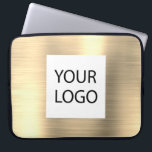 Modern metallisk Guld-Anpassningsbar Logotyp - Frä Laptop Fodral<br><div class="desc">Modern Silver Faux Metallic Stainless Guld Elegant Anpassningsbar Logotyp  Marknadsför bärbara datorer eller Sleeve Marknadsföringsreklam för Fodral. Det här fodral kan anpassas så att det omfattar företagets eller företagets logotyp.</div>