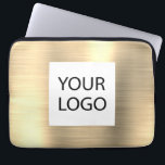 Modern metallisk Guld-Anpassningsbar Logotyp - Frä Laptop Fodral<br><div class="desc">Modern Silver Faux Metallic Stainless Guld Elegant Anpassningsbar Logotyp  Marknadsför bärbara datorer eller Sleeve Marknadsföringsreklam för Fodral. Det här fodral kan anpassas så att det omfattar företagets eller företagets logotyp.</div>
