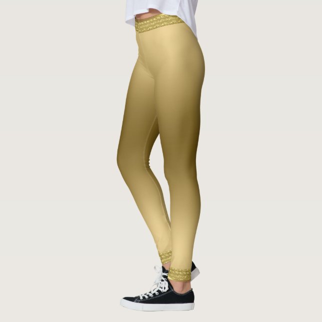Modern metallisk Guld med Gräns Leggings (Vänster)