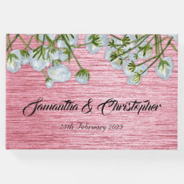 Modern metallisk Rosa och Vit ros Bröllop Gästböcker