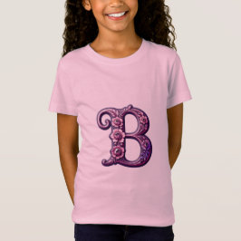 Modern Metallisk Rosemåling Bokstav B, Rosa/Lila T Shirt
