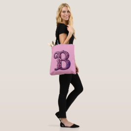Modern Metallisk Rosemåling Bokstav B, Rosa/Lila Tygkasse