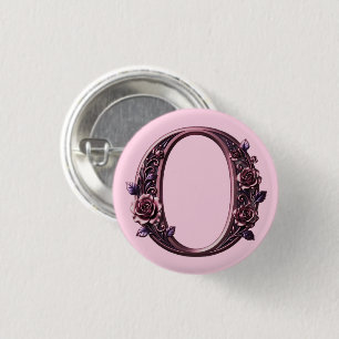 Modern Metallisk Rosemåling Bokstav O, Rosa/Lila Knapp