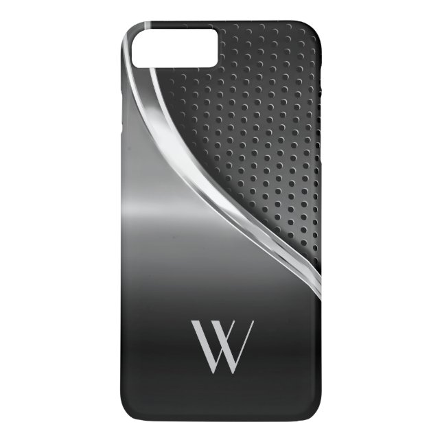 Modern Metallisk stil Monogrammad Case-Mate iPhone Skal (Baksida)