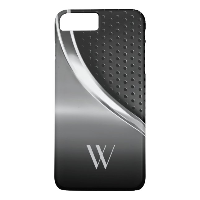 Modern Metallisk stil Monogrammad Case-Mate iPhone Skal (Baksida)