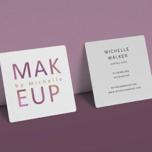 Modern Metallisk typografi Makeup Artist Fyrkantigt Visitkort