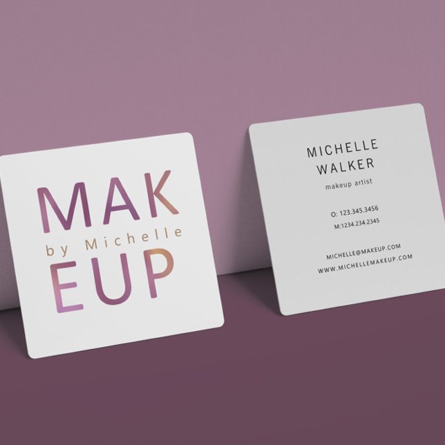 Modern Metallisk typografi Makeup Artist Fyrkantigt Visitkort (Skapare uppladdad)