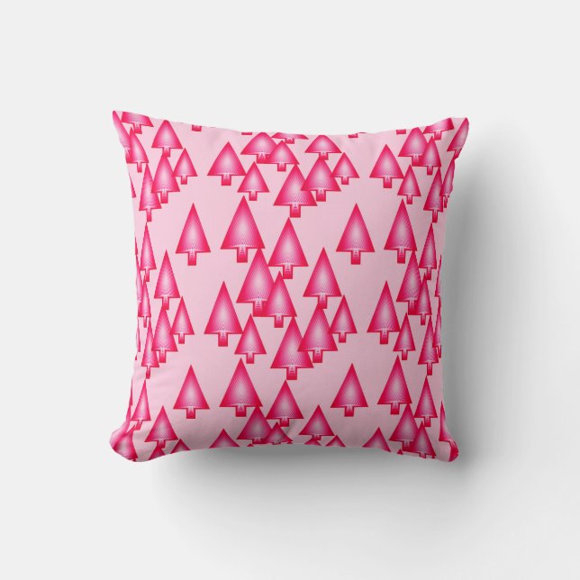 Modern metalliskt Julgranar - fuchsisk rosa Kudde (Framsida)