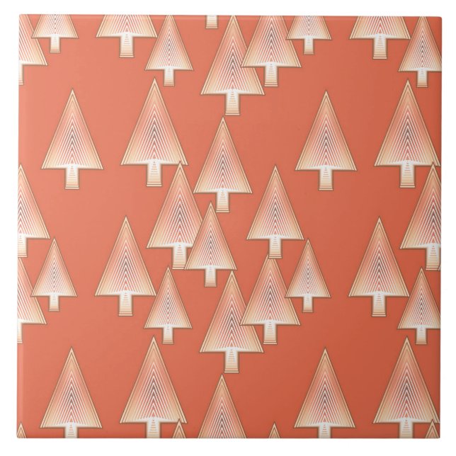 Modern metalliskt Julgranar - koppar och rost Kakelplatta (Framsidan)