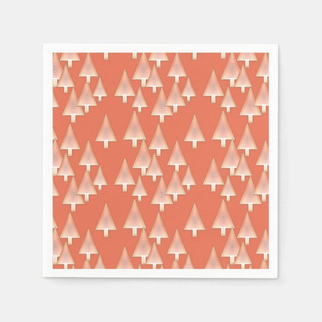 Modern metalliskt Julgranar - koppar och rost Pappersservett (Framsidan)