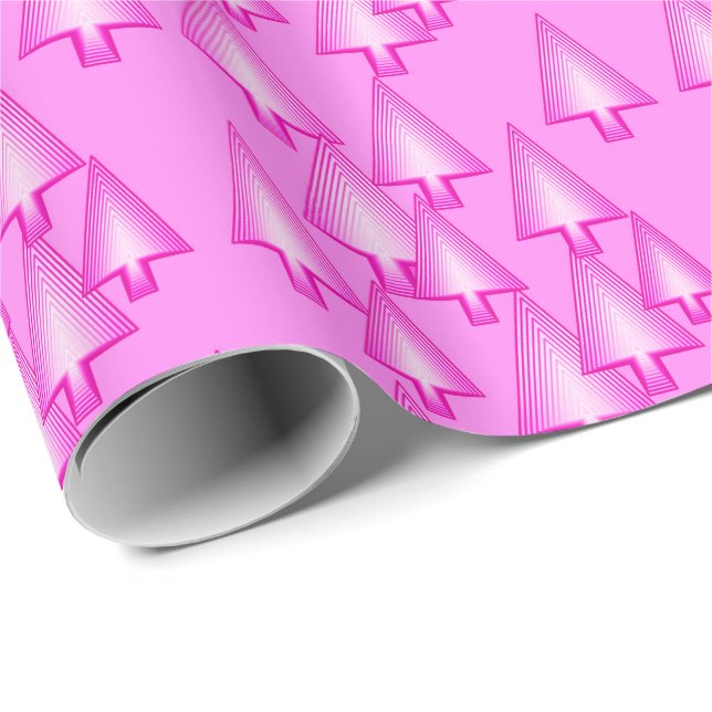 Modern metalliskt Julgranar - orkidérosa Presentpapper (Rullad Hörn)