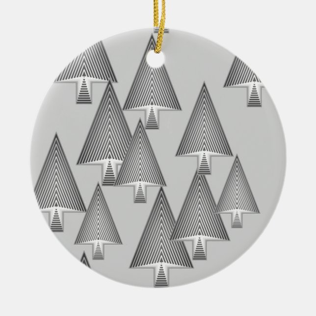 Modern metalliskt Julgranar - silver grått Julgransprydnad Keramik (Framsidan)