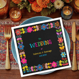 Modern mexikansk blomsterbröllop pappersservett