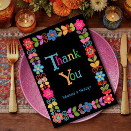 Modern mexikansk blomsterbröllop tack kort