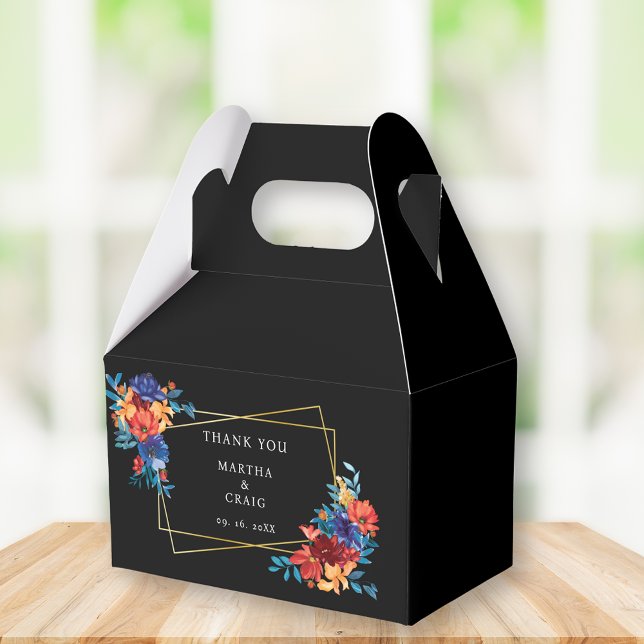 Modern mexikansk fiesta Flower Black Bröllop Presentaskar (Skapare uppladdad)