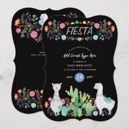 Modern mexikanska Fiesta Llama Folk Flowers ANY EV Inbjudningar