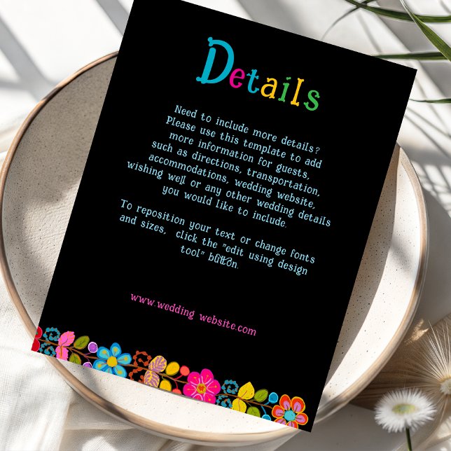 Modern mexikanskt bröllop-kort för detaljer tilläggskort (Skapare uppladdad)