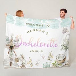 Modern Miami Beach Bachelorette Helg Fleecefilt