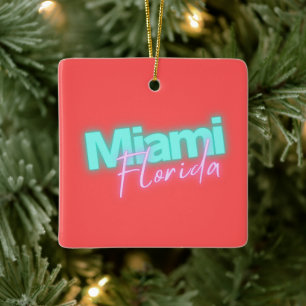 Modern Miami Neon Ljus Personlig Julgransprydnad Keramik