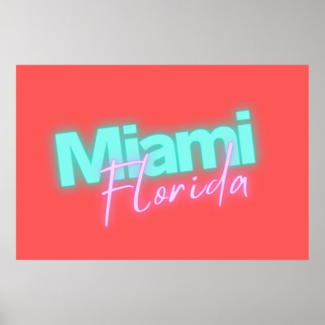 Modern Miami Neon Ljus Poster (Framsidan)