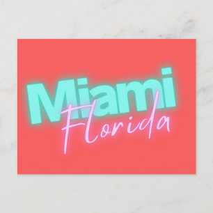 Modern Miami Neon Ljus Vykort