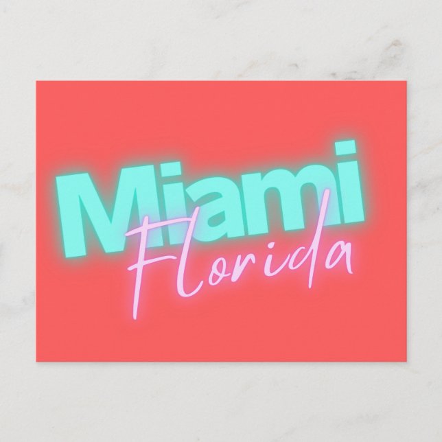Modern Miami Neon Ljus Vykort (Framsida)
