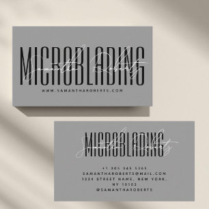 Modern microblading typografi skript grå visitkort