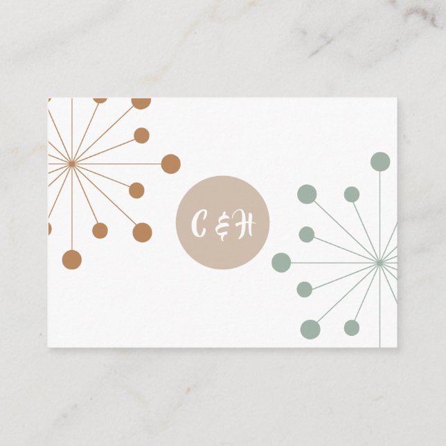 Modern Mid Century Atomic Starburst Bröllopsinbjud Tilläggskort (Baksida)