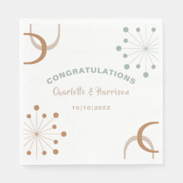 Modern Mid Century Atomisk Stjärnexplosion Bröllop Pappersservett