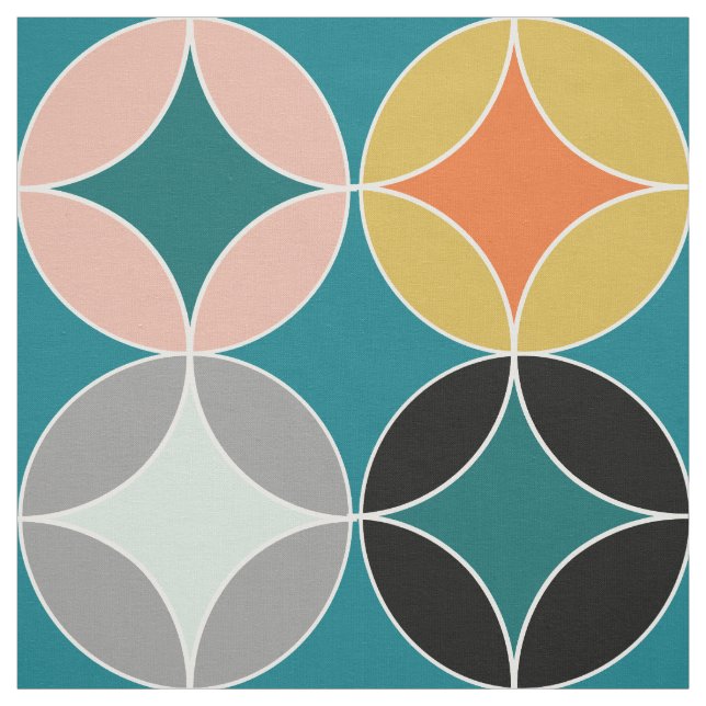 Modern Mid Century Big Circles repeteras Fa Tyg (Provkarta)