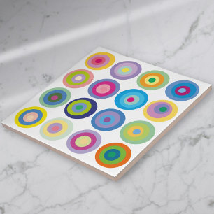 Modern Mid Century Färgglada Cirklar Mönster Kakelplatta