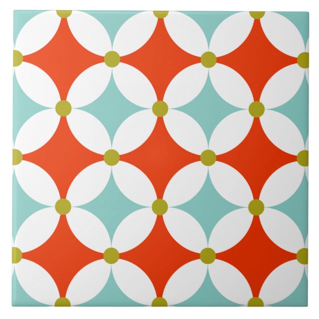 Modern mid Century Geometric Mönster Ceramic Tile Kakelplatta (Framsidan)
