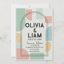 Modern Mid-Century Geometrisk Båge Bröllop Inbjudningar