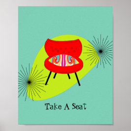 Modern Mid Century Retro Stil-stolsillustration Poster