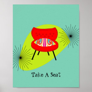 Modern Mid Century Retro Stil-stolsillustration Poster