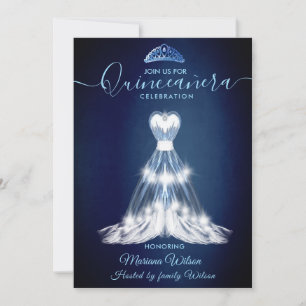 Modern midnattsblå adressertiara Quince Inbjudningar