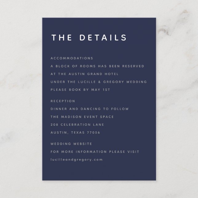 Modern Midnight Blue Editorial All Caps Enclosure  Tilläggskort (Framsida)