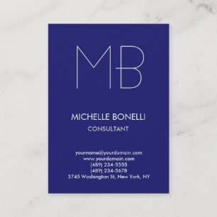 Modern midnight blue monogram-affärskort visitkort