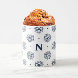 Modern Midnight Blue Snöflingor Monogram Winter Kaffemugg