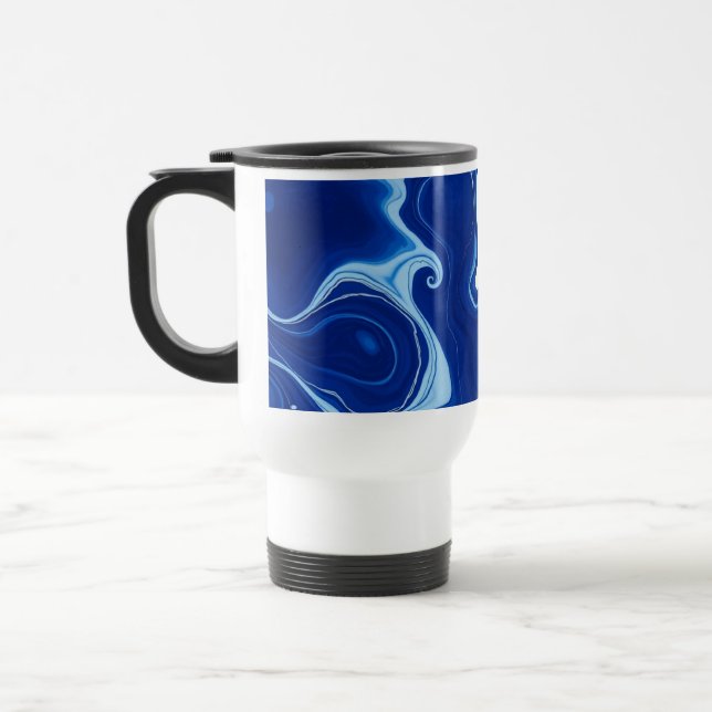 Modern Midnight Indigo Blå Bläcktvätt Anpassad Resemugg (Vänster)