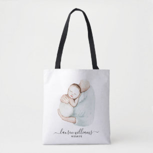 Modern Midwifes Doula Birth Nurse Cute Watercolor Tygkasse