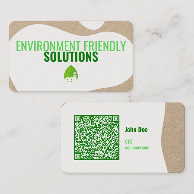 Modern miljövänligt Affärskort med QR-kod Visitkort (Fram/baksida)