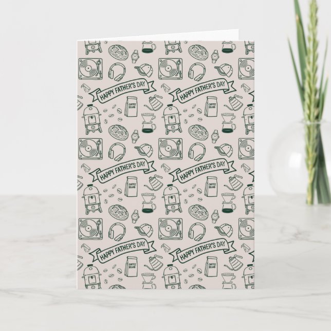 Modern Millennial Dad Doodle Pattern Father's Day Kort (Framsida)